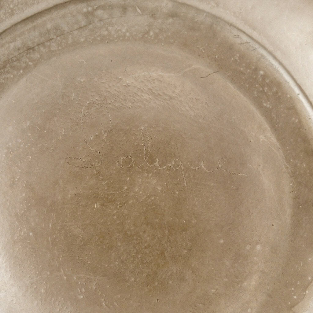 1912 René Lalique – Vase Dentelé Verre Blanc Patiné Sépia 10