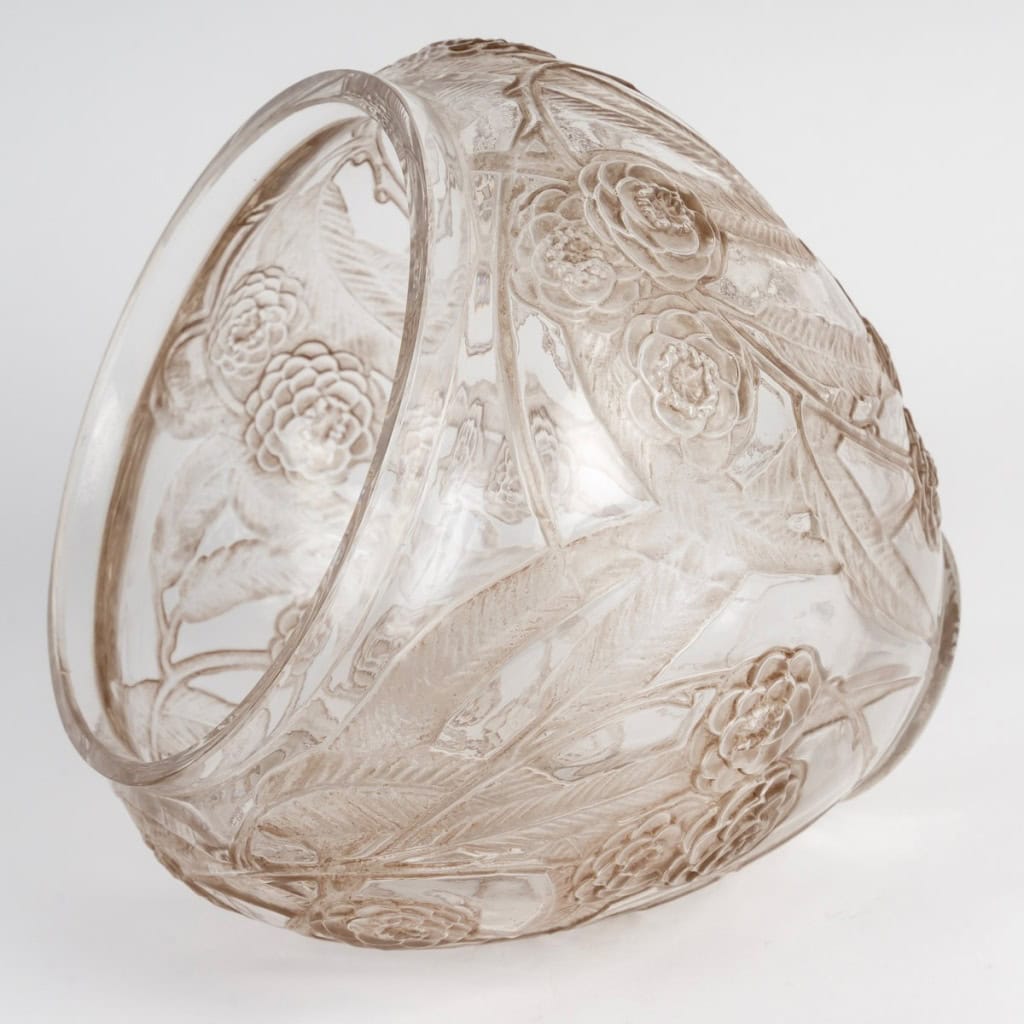 1923 René Lalique – Vase Néfliers Verre Blanc Patiné Sépia 7