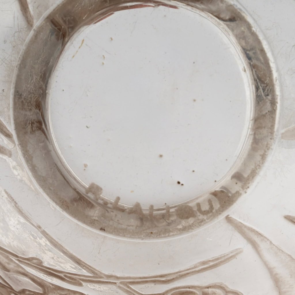 1923 René Lalique – Vase Néfliers Verre Blanc Patiné Sépia 8