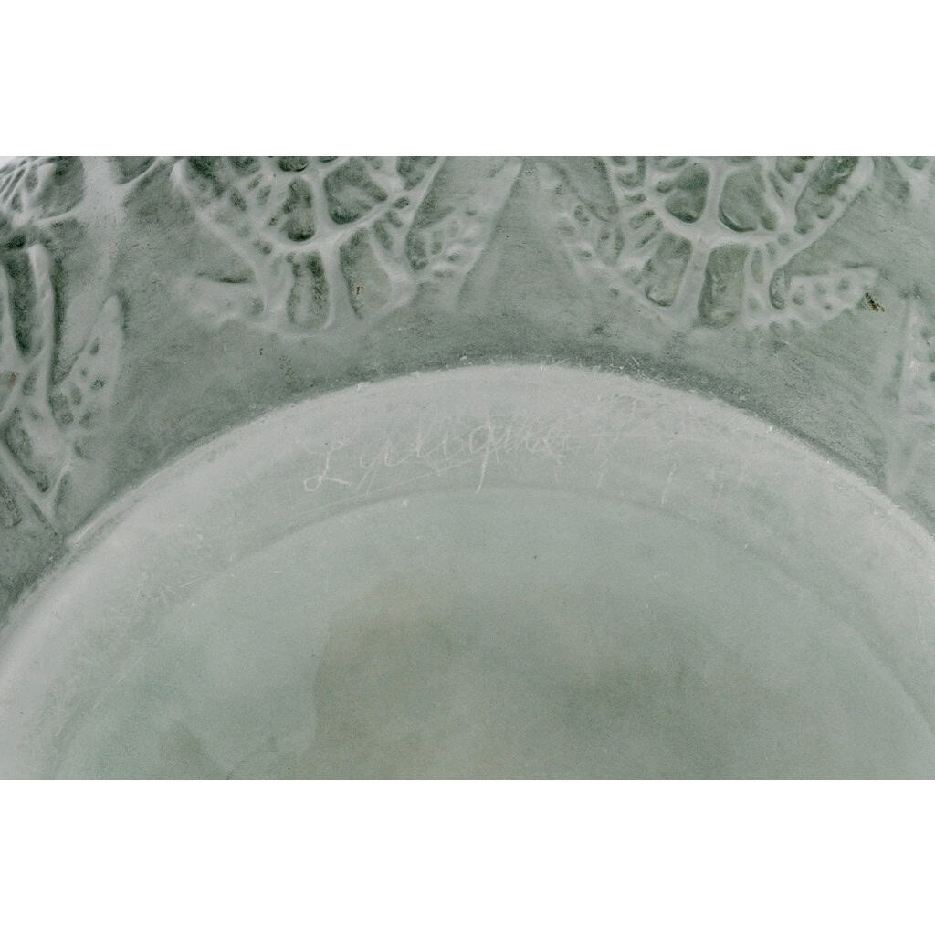 1912 René Lalique – Vase Fougères Verre Blanc Patiné Vert 8