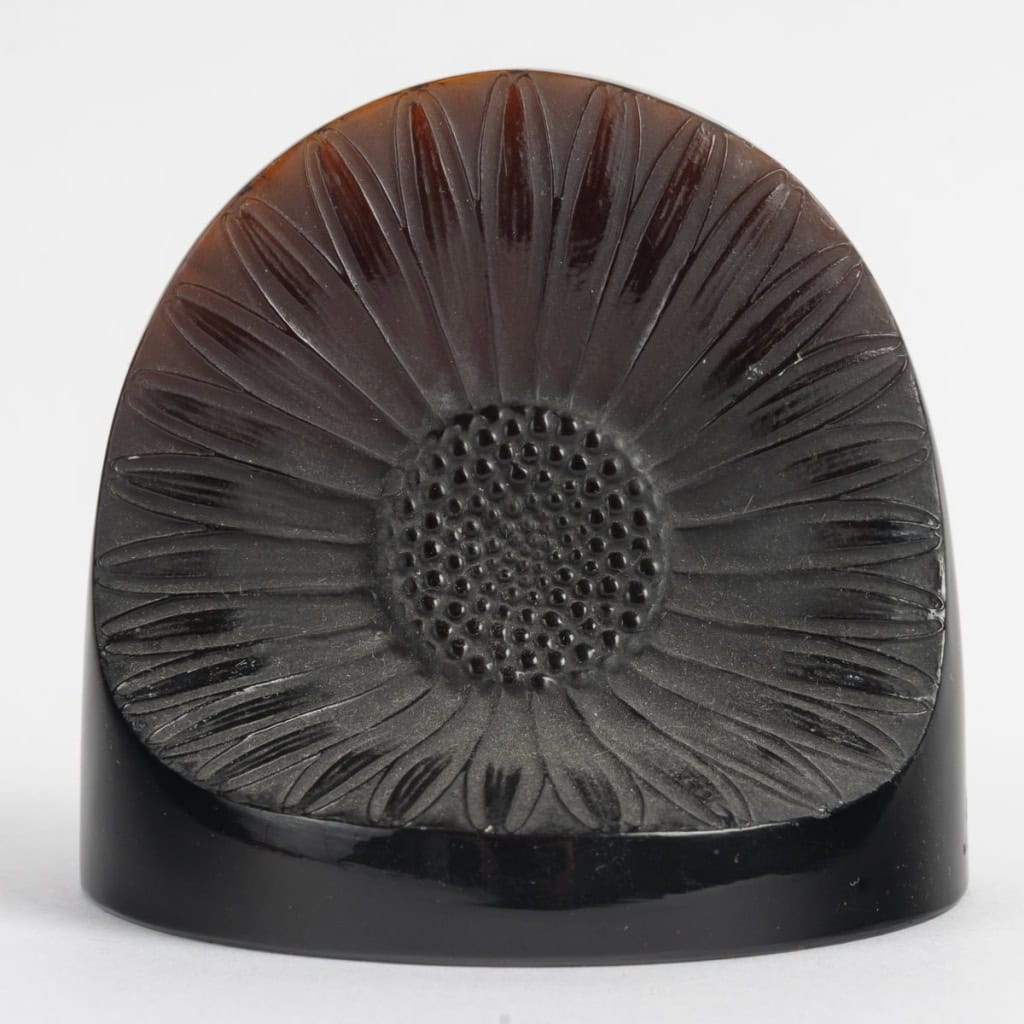 1919 René Lalique – Presse-Papiers Double Marguerite Verre Rouge Ambré 3