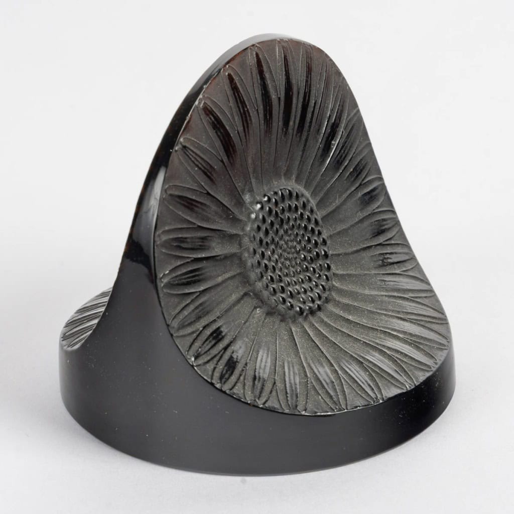 1919 René Lalique – Presse-Papiers Double Marguerite Verre Rouge Ambré 5