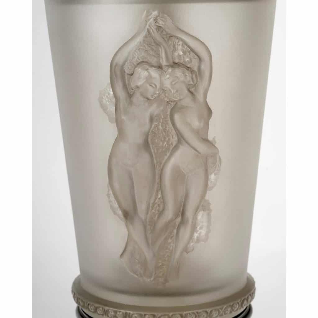 1950 Marc Lalique – Lampe Deux Danseuses Cristal Patiné Gris 7