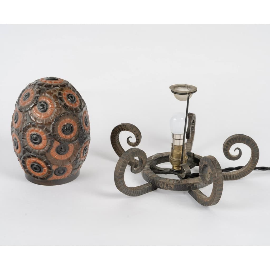 1923 Gabriel Argy Rousseau – Veilleuse Bouquet de Fleurs Pâte de Verre 6