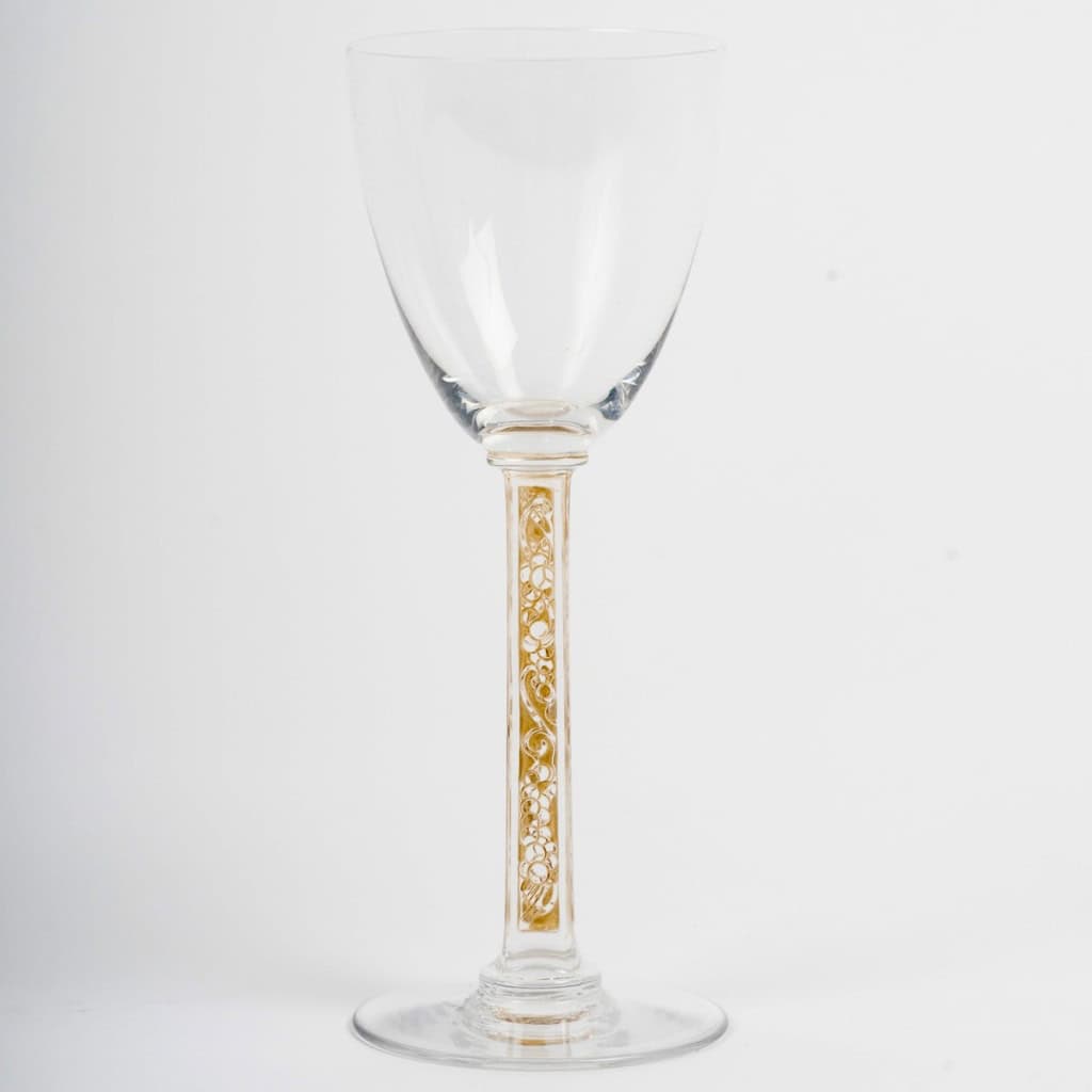 1924 René Lalique – Service 18 Verres Phalsbourg Verre Blanc Patiné Sépia 5