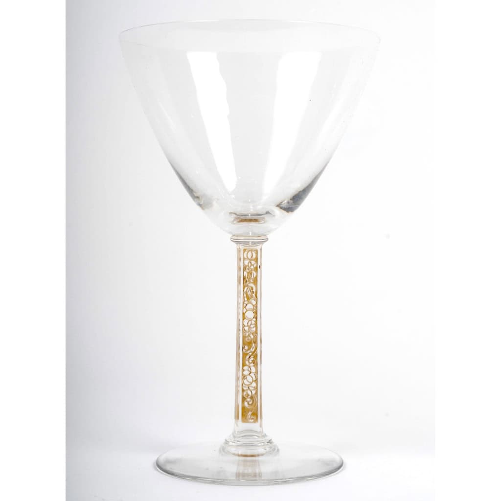 1924 René Lalique – Service 18 Verres Phalsbourg Verre Blanc Patiné Sépia 4