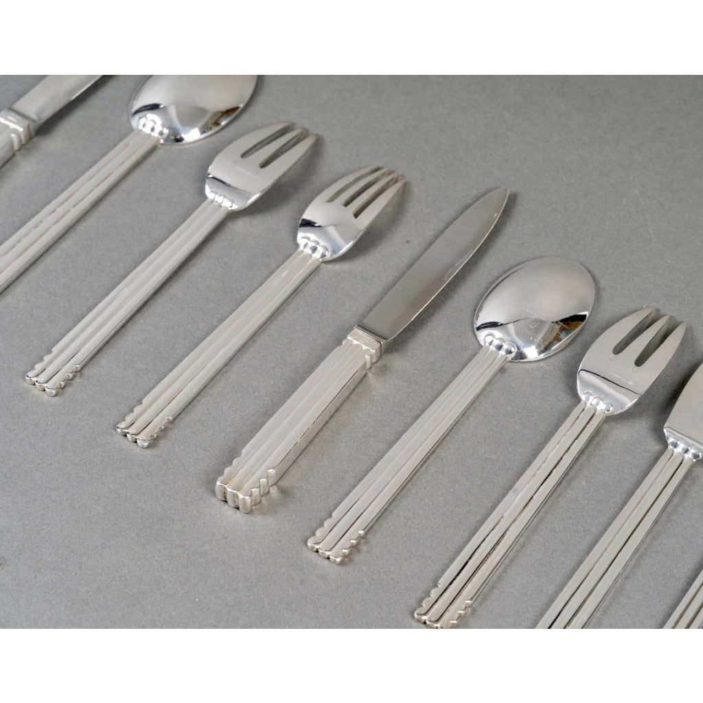 Puiforcat – Ménagère Art Déco Nantes Métal Argenté – 109 Pièces 10