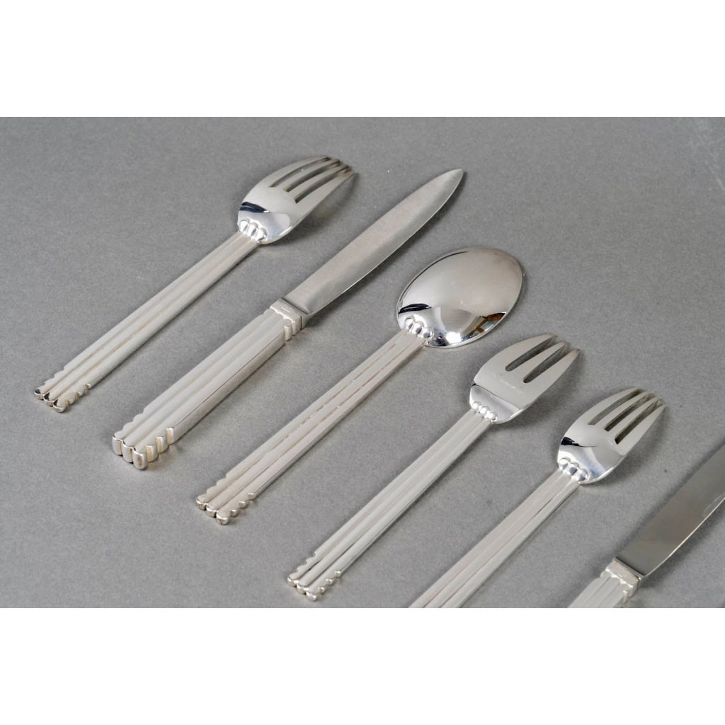 Puiforcat – Ménagère Art Déco Nantes Métal Argenté – 109 Pièces 9