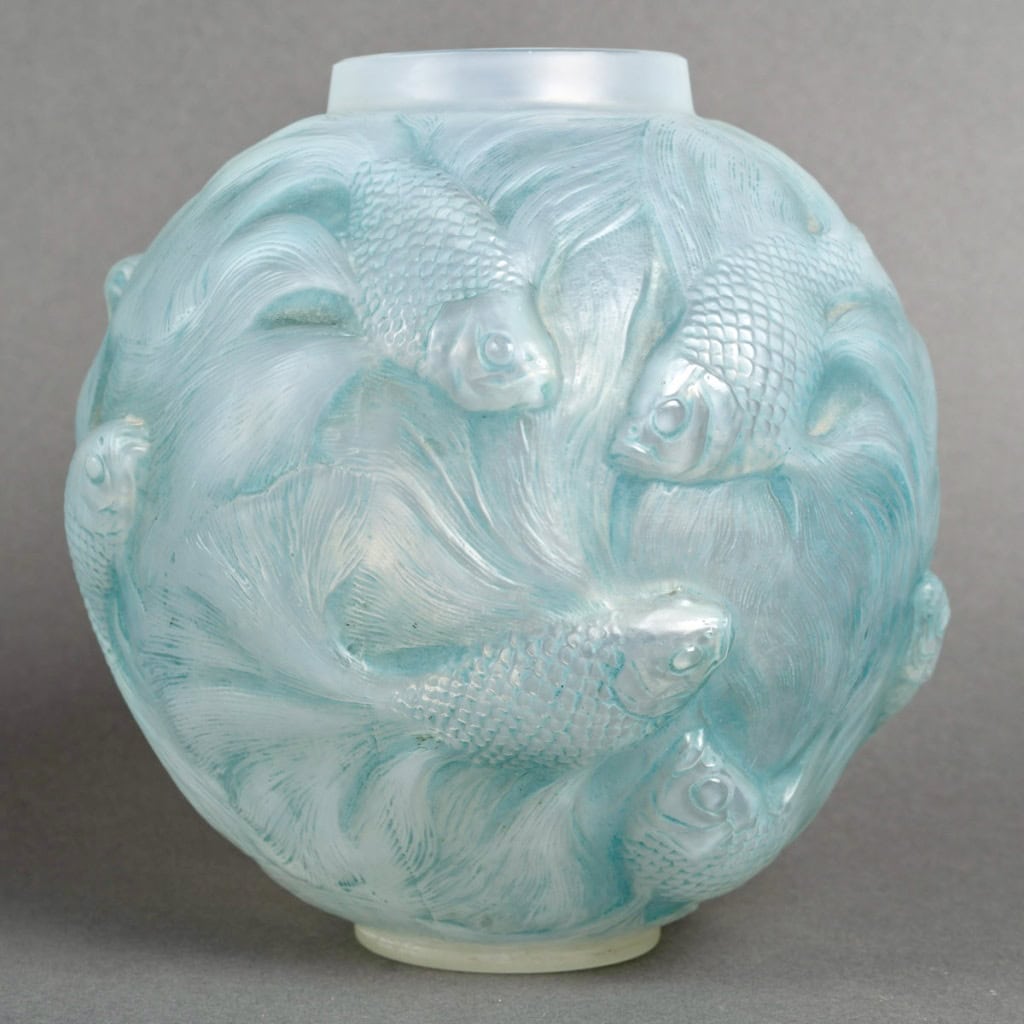 1924 René Lalique – Vase Formose Verre Opalescent Patiné Bleu 3