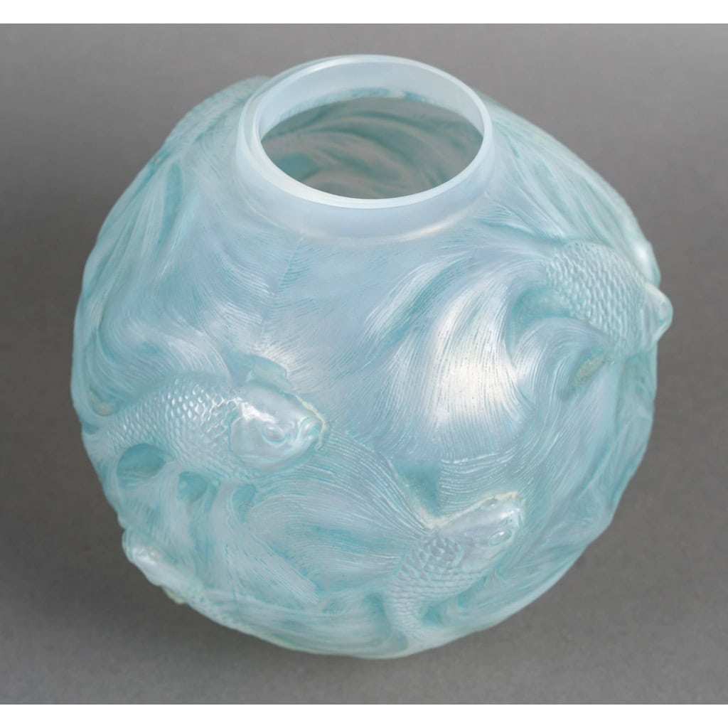 1924 René Lalique – Vase Formose Verre Opalescent Patiné Bleu 5