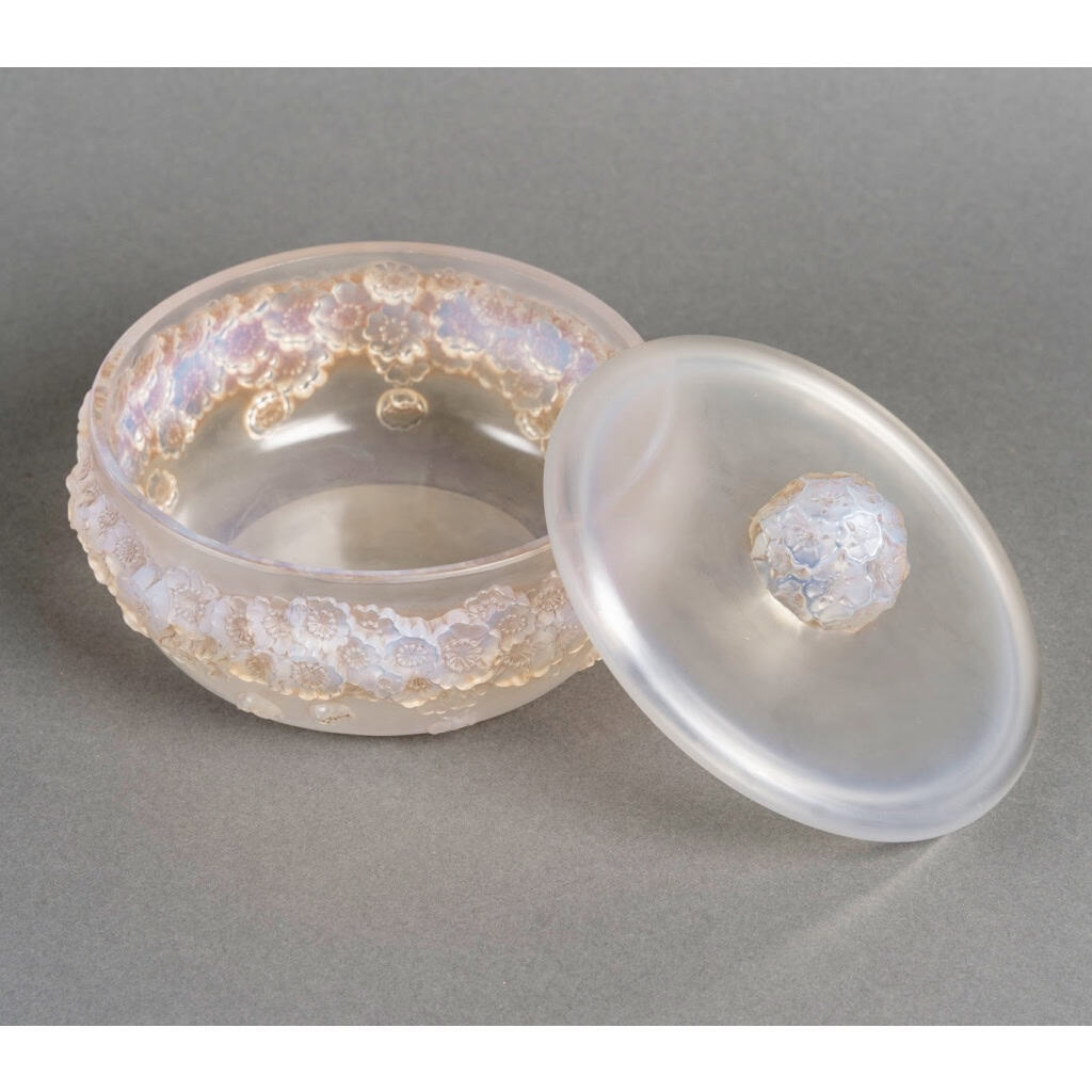 1927 René Lalique – Boîte Primevères Verre Opalescent Patiné Sépia 5