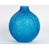 1926 René Lalique – Vase Espalion Verre Bleu Electrique Patiné Blanc 7