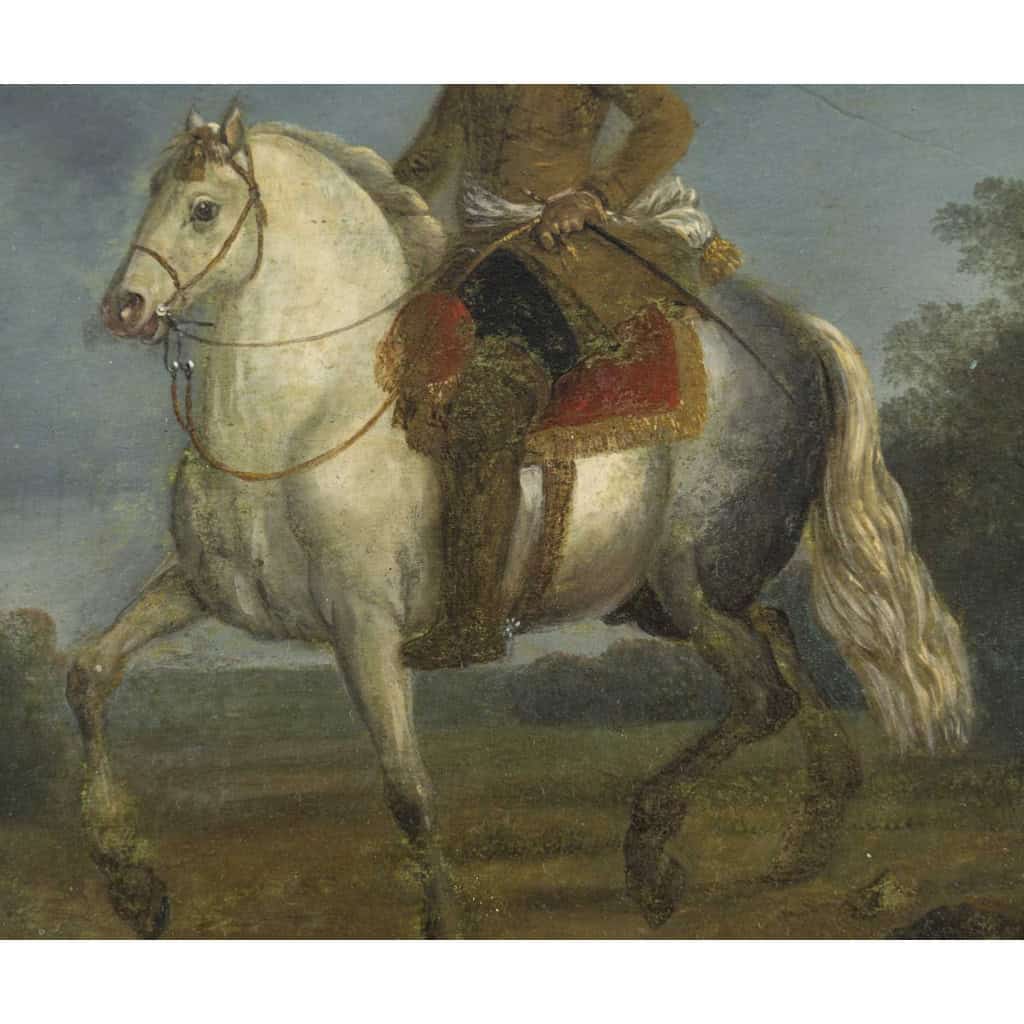 Ecole Hollandaise du XVIIe siècle. Paire de portraits de cavaliers sur leur monture 9