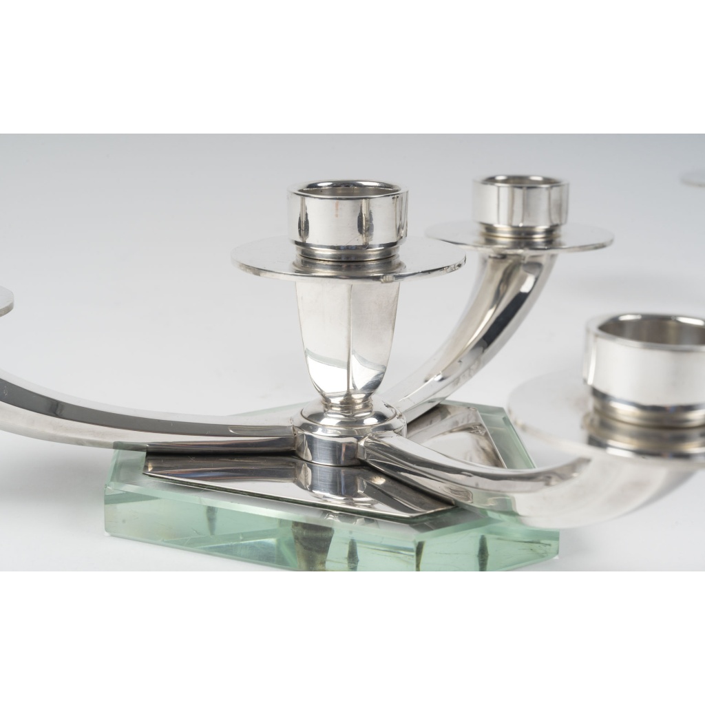 WOLFERS – Paire de candélabres bas en argent massif – Epoque ART DECO 6