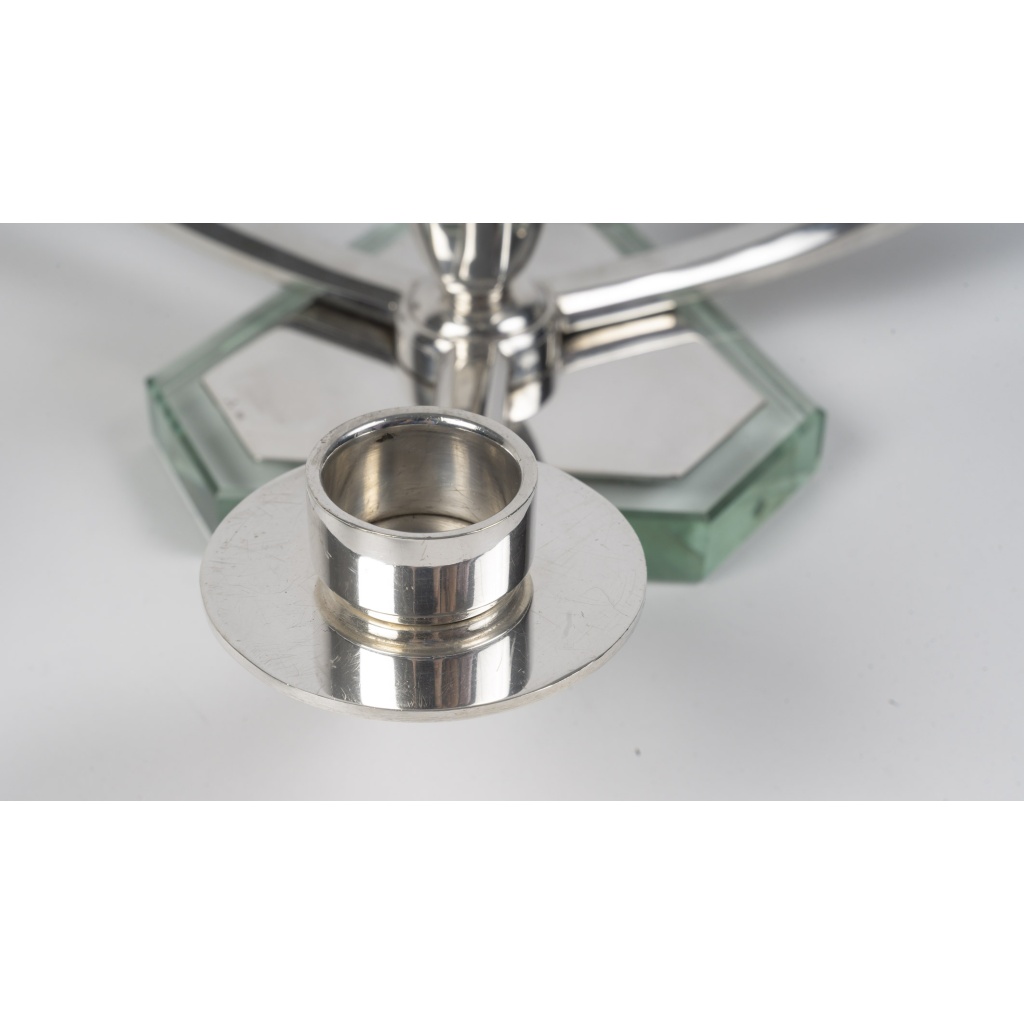 WOLFERS – Paire de candélabres bas en argent massif – Epoque ART DECO 11