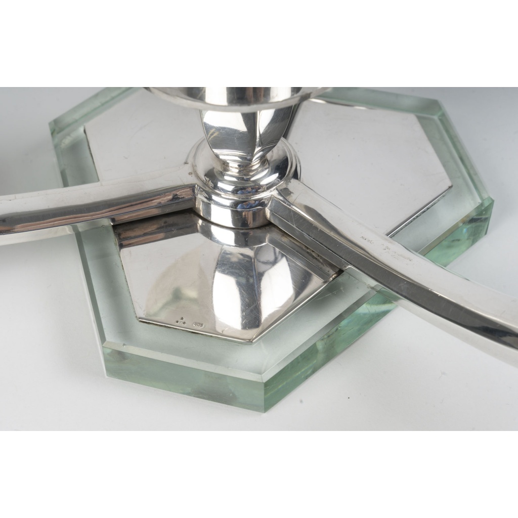 WOLFERS – Paire de candélabres bas en argent massif – Epoque ART DECO 12