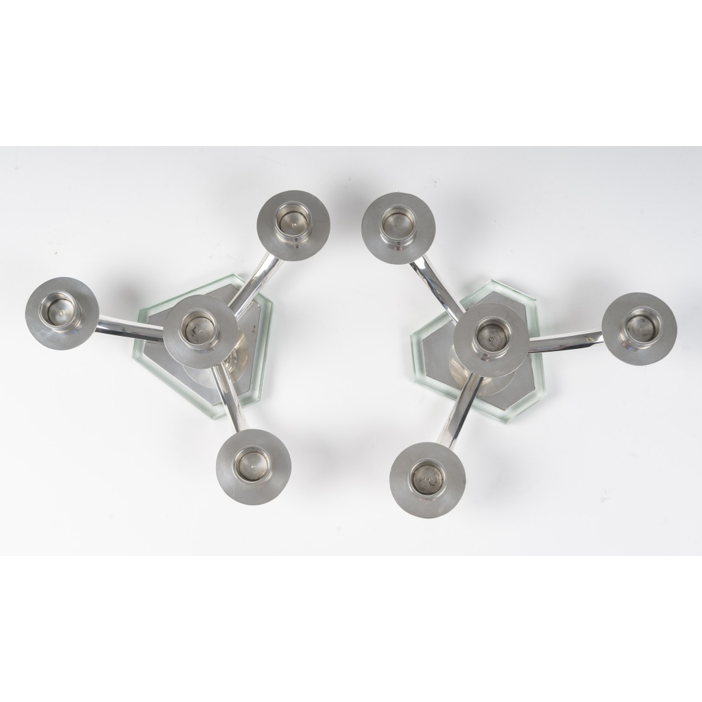 WOLFERS – Paire de candélabres bas en argent massif – Epoque ART DECO 15
