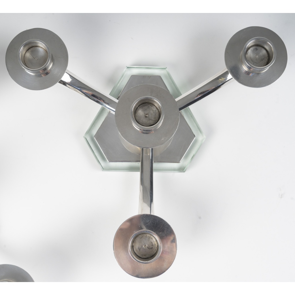 WOLFERS – Paire de candélabres bas en argent massif – Epoque ART DECO 16