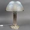 1921 René Lalique – Lampe Dahlias Verre Opalescent Et Bronze Nickelé 9