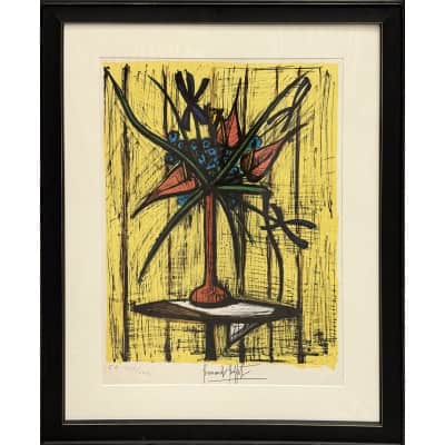 BUFFET Bernard Anthuriums et iris Lithographie en Couleurs Signée certificat d’authenticité 3 BUFFET Bernard Anthuriums et iris Lithographie en Couleurs Signée certificat d’authenticité 3