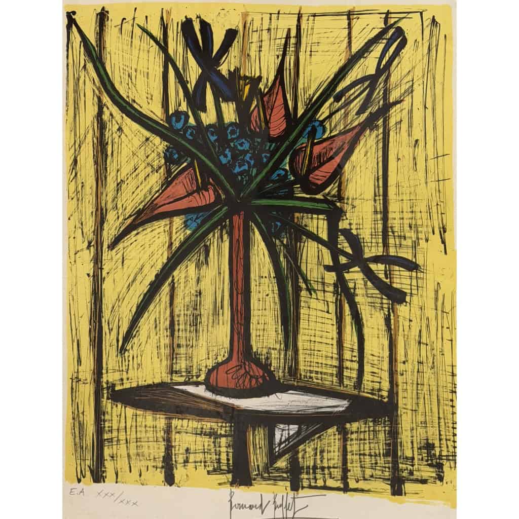 BUFFET Bernard Anthuriums et iris Lithographie en Couleurs Signée certificat d’authenticité 7 BUFFET Bernard Anthuriums et iris Lithographie en Couleurs Signée certificat d’authenticité 7