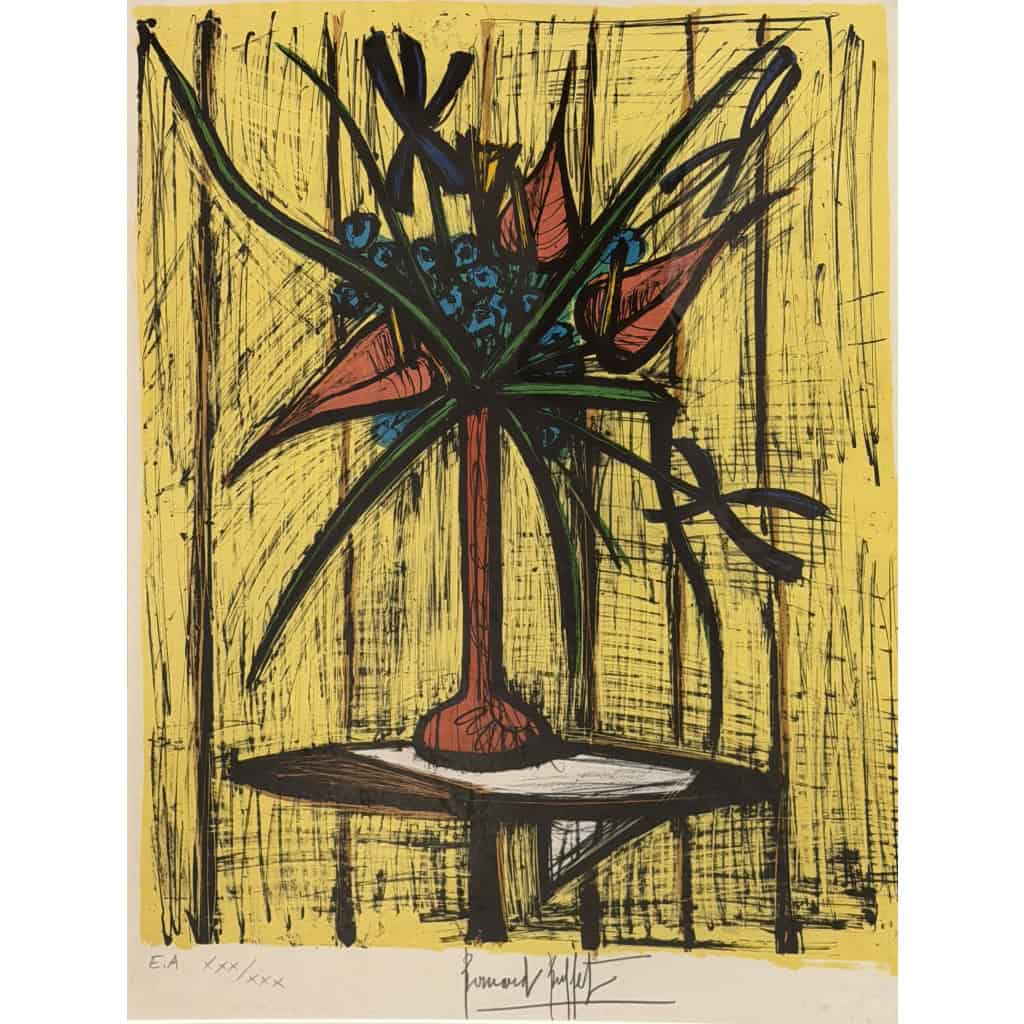 BUFFET Bernard Anthuriums et iris Lithographie en Couleurs Signée certificat d’authenticité 6 BUFFET Bernard Anthuriums et iris Lithographie en Couleurs Signée certificat d’authenticité 6