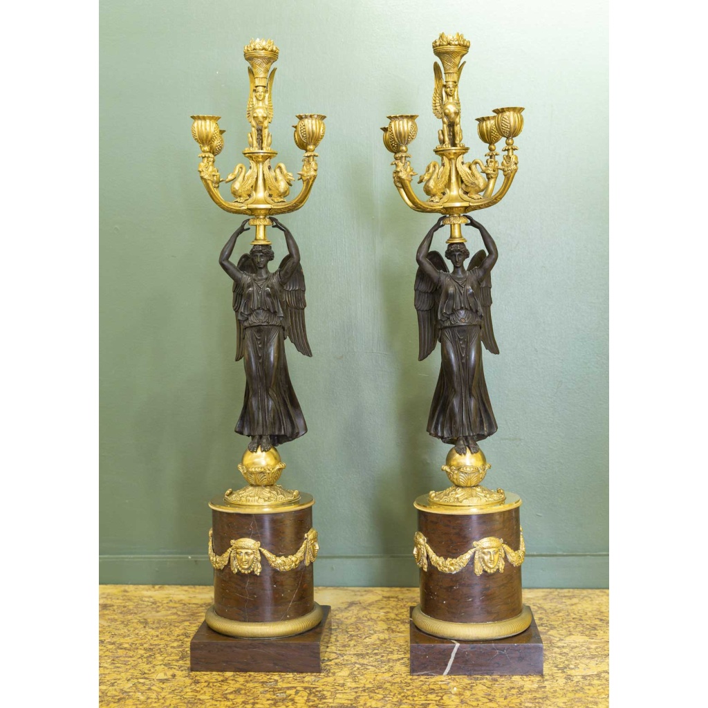 Paire de Candélabres en bronze de style Empire, modèle de Thomire. Circa 1890 10