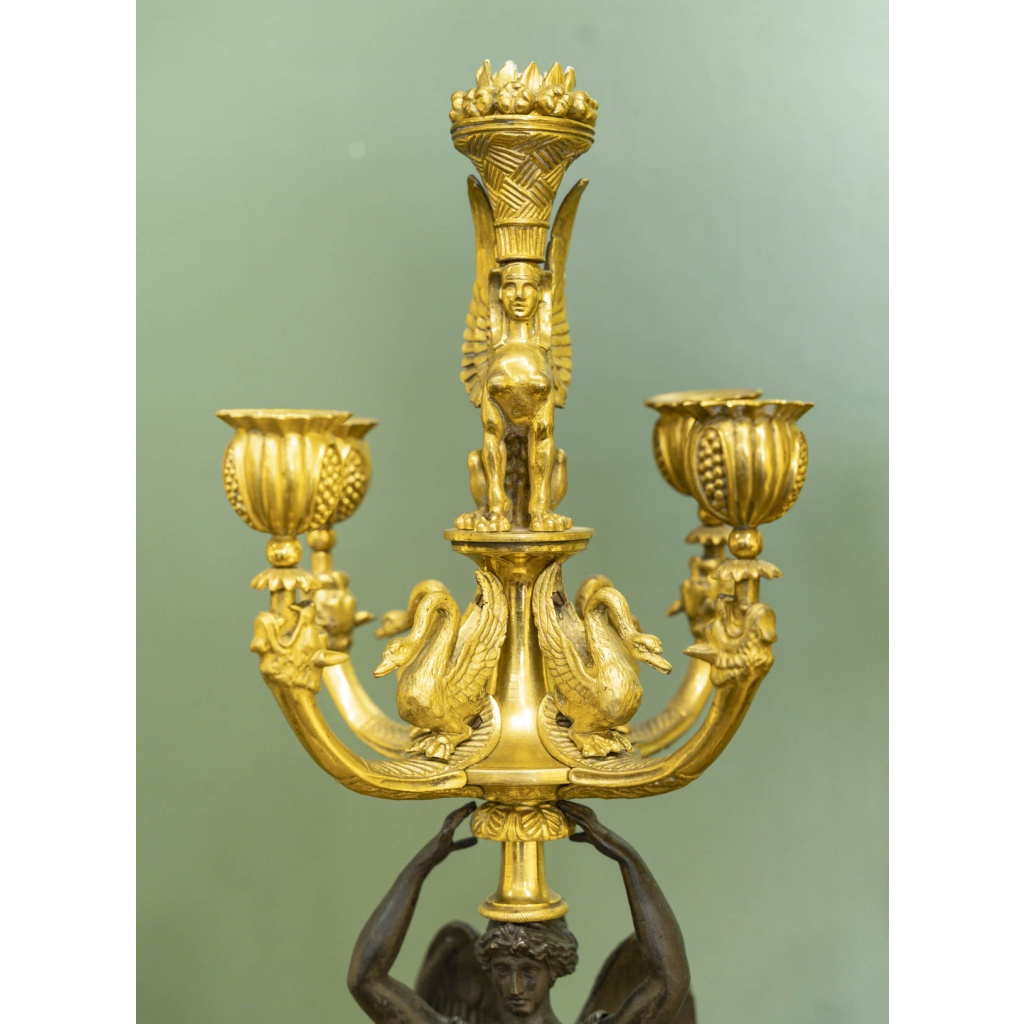 Paire de Candélabres en bronze de style Empire, modèle de Thomire. Circa 1890 7