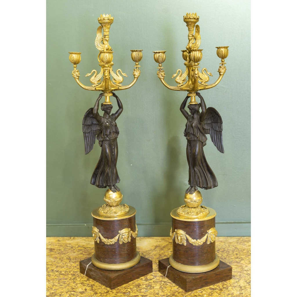 Paire de Candélabres en bronze de style Empire, modèle de Thomire. Circa 1890 3