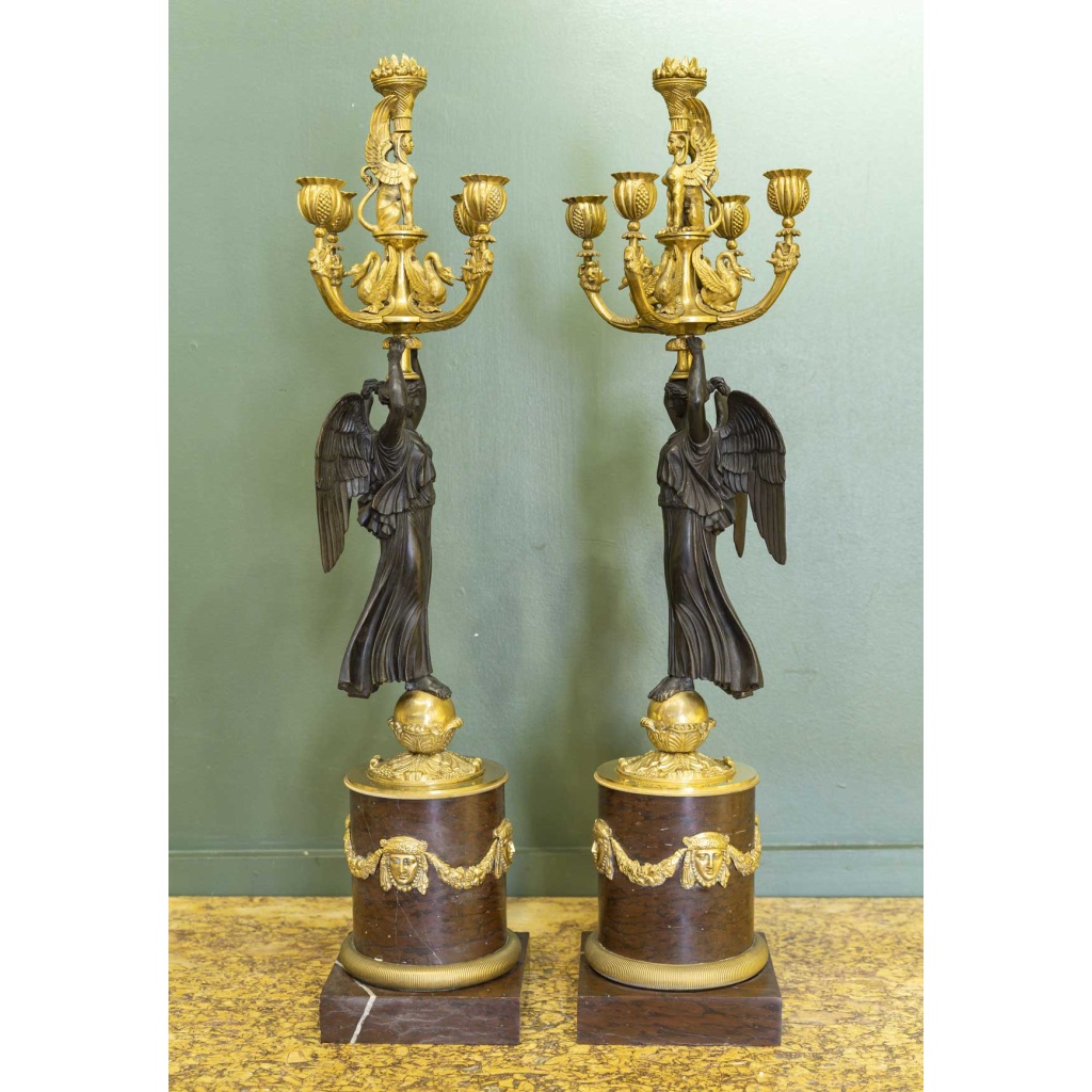 Paire de Candélabres en bronze de style Empire, modèle de Thomire. Circa 1890 6