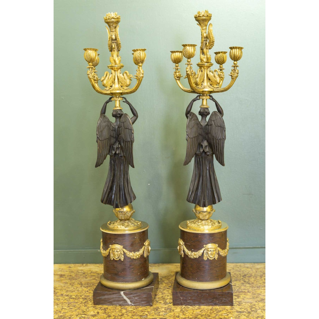 Paire de Candélabres en bronze de style Empire, modèle de Thomire. Circa 1890 4