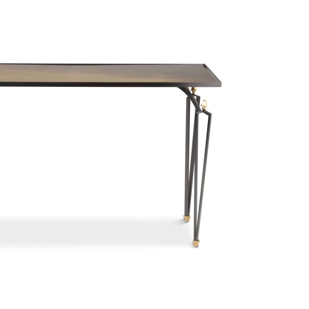 Console rectangulaire en acier et laiton. Travail contemporain. LS56851870 6