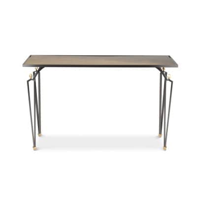 Console rectangulaire en acier et laiton. Travail contemporain. LS56851870 Console rectangulaire en acier et laiton. Travail contemporain. LS56851870