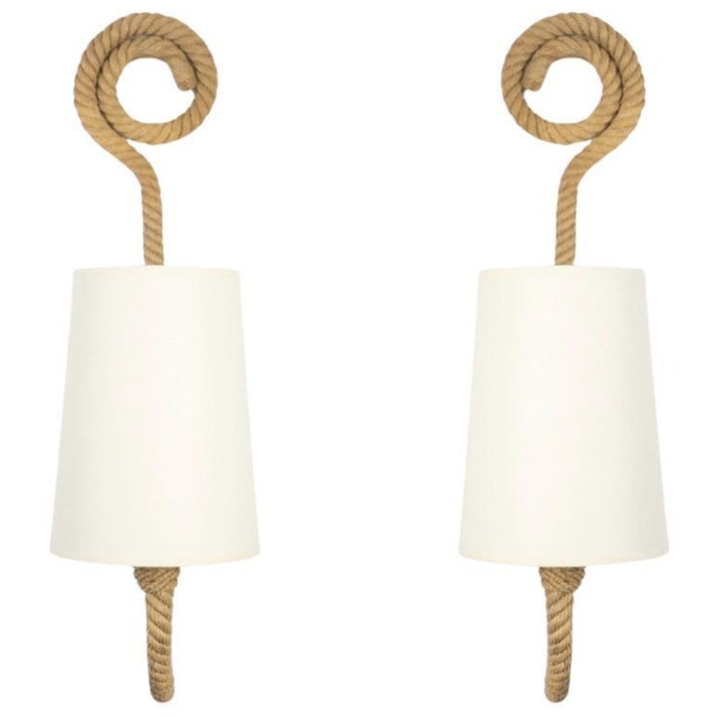 1950 Paire d&rsquo;appliques murales en corde par Adrien Audoux & Frida Minet 3