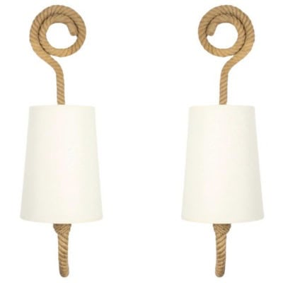 1950 Paire d’appliques murales en corde par Adrien Audoux & Frida Minet 1950 Paire d’appliques murales en corde par Adrien Audoux & Frida Minet