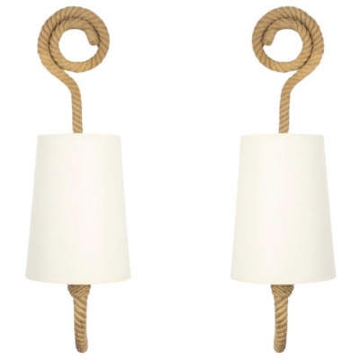 1950 Paire d’appliques murales en corde par Adrien Audoux & Frida Minet 1950 Paire d’appliques murales en corde par Adrien Audoux & Frida Minet