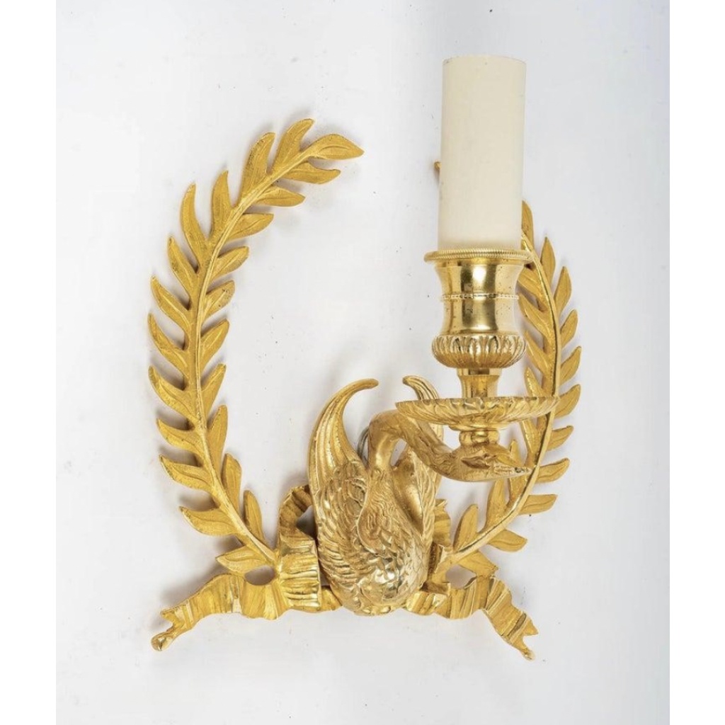 1960 Paire d&rsquo;appliques murales en bronze Maison Lucien Gau 4