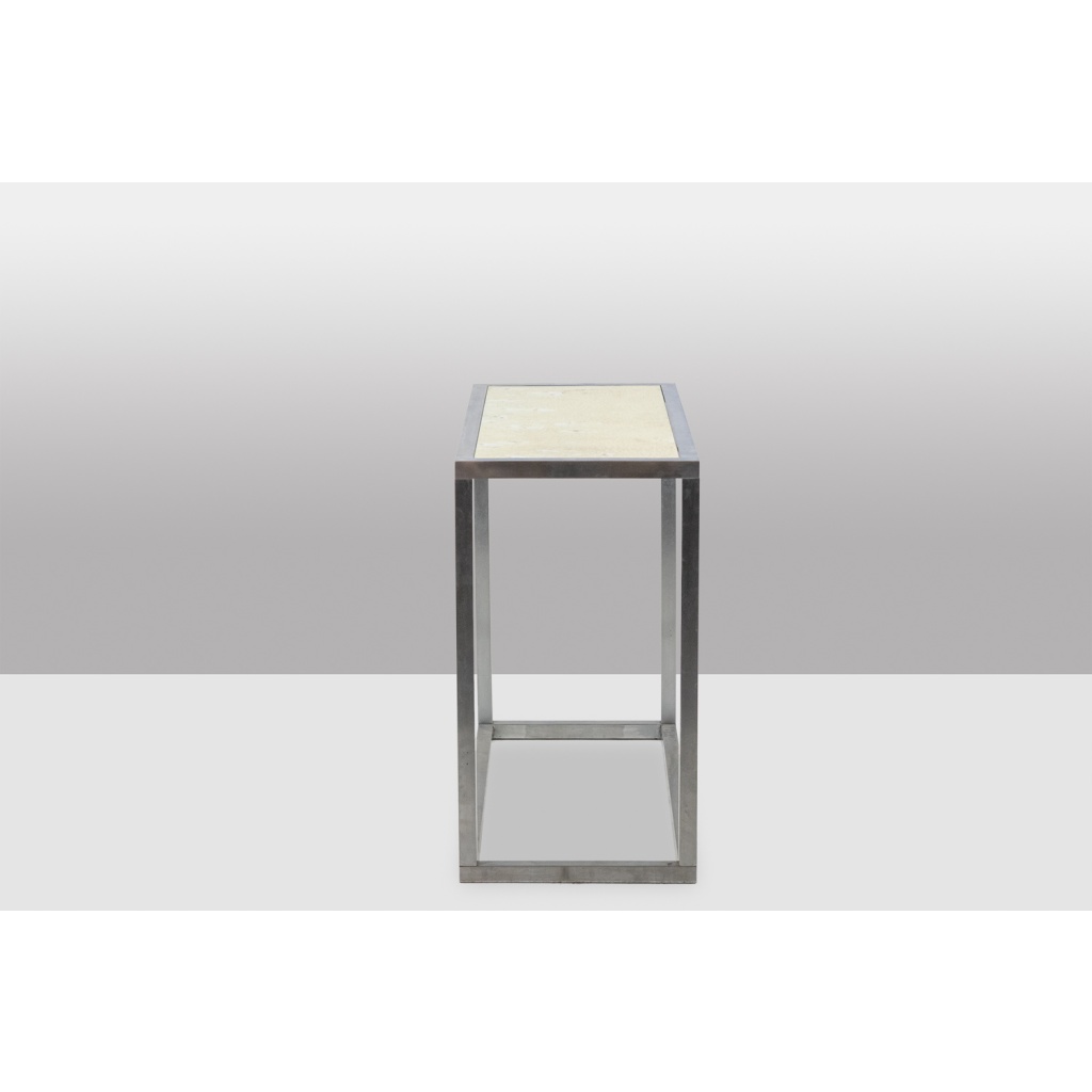 Maison Jansen. Console en aluminium brossé et plateau en verre églomisé. 1970 5