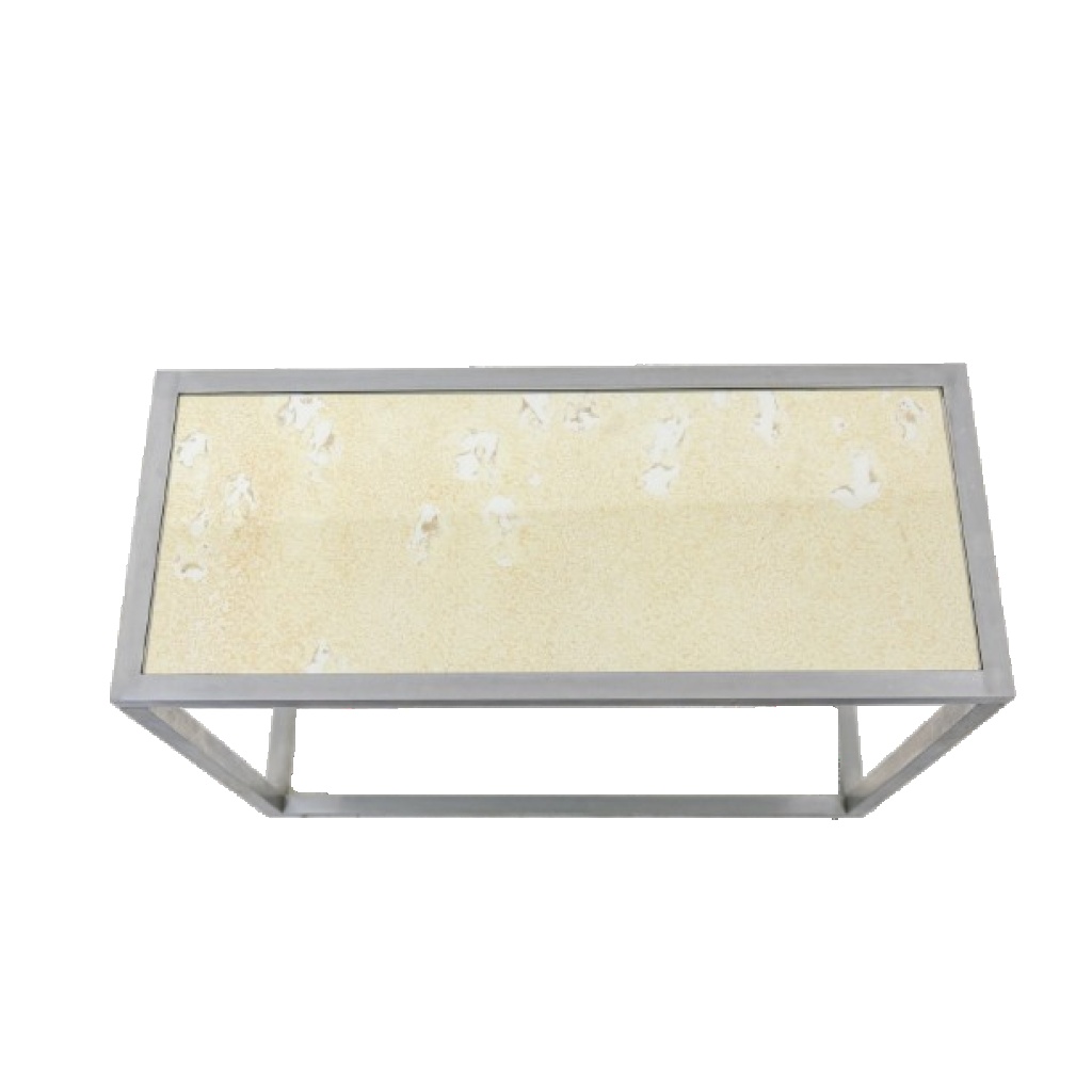 Maison Jansen. Console en aluminium brossé et plateau en verre églomisé. 1970 6