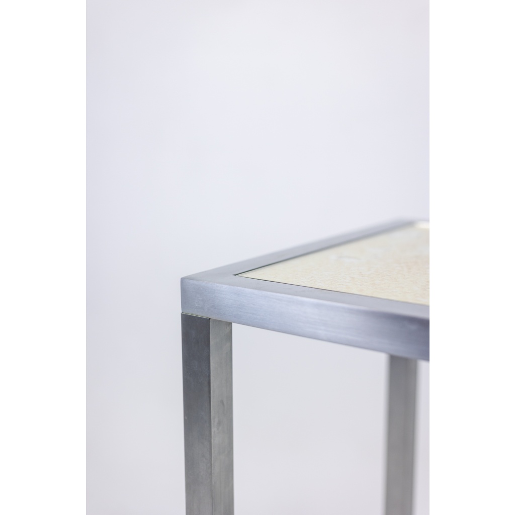 Maison Jansen. Console en aluminium brossé et plateau en verre églomisé. 1970 12