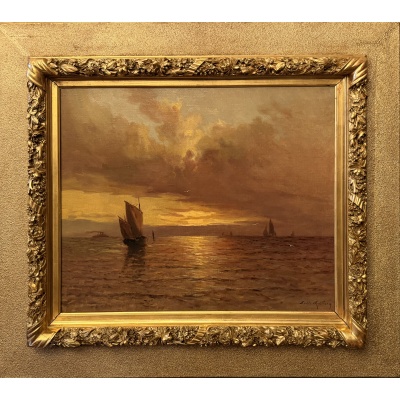 Emile MAILLARD Tableau Français fin 19è Coucher de soleil Huile sur toile signée Certificat d’authenticité. Emile MAILLARD Tableau Français fin 19è Coucher de soleil Huile sur toile signée Certificat d’authenticité.