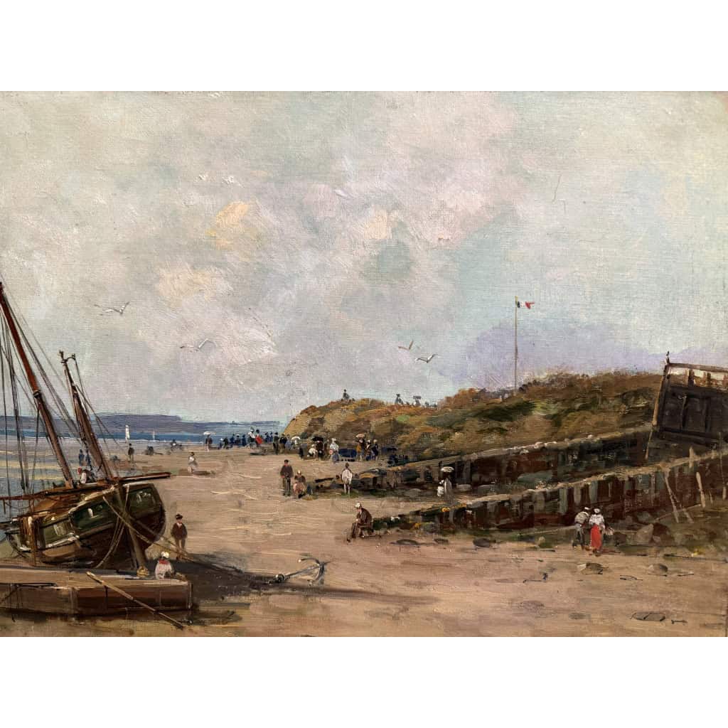 MASCART Gustave Tableau Français 19è Animation sur la plage Huile sur toile signée Certificat d’authenticité. 10 MASCART Gustave Tableau Français 19è Animation sur la plage Huile sur toile signée Certificat d’authenticité. 10