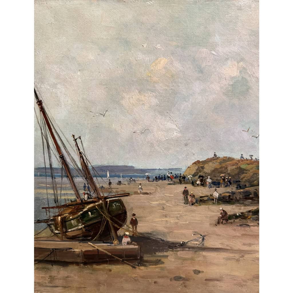 MASCART Gustave Tableau Français 19è Animation sur la plage Huile sur toile signée Certificat d’authenticité. 5 MASCART Gustave Tableau Français 19è Animation sur la plage Huile sur toile signée Certificat d’authenticité. 5