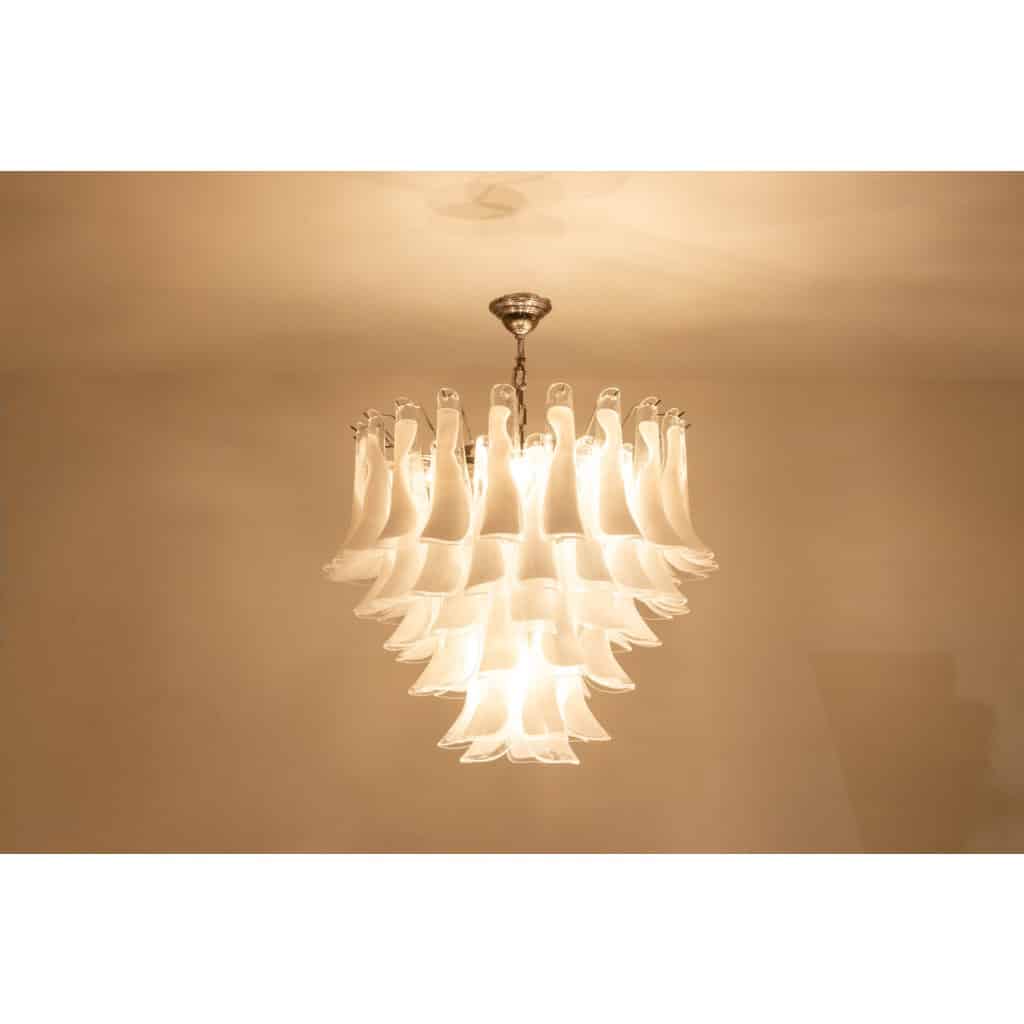 Lustre en verre de Murano en verre blanc et translucide. Contemporain LS64651196 4