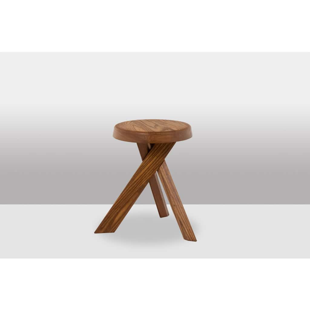 Pierre Chapo. Tabouret modèle S31 en orme naturel. Années 1980 LS6596222/1 4