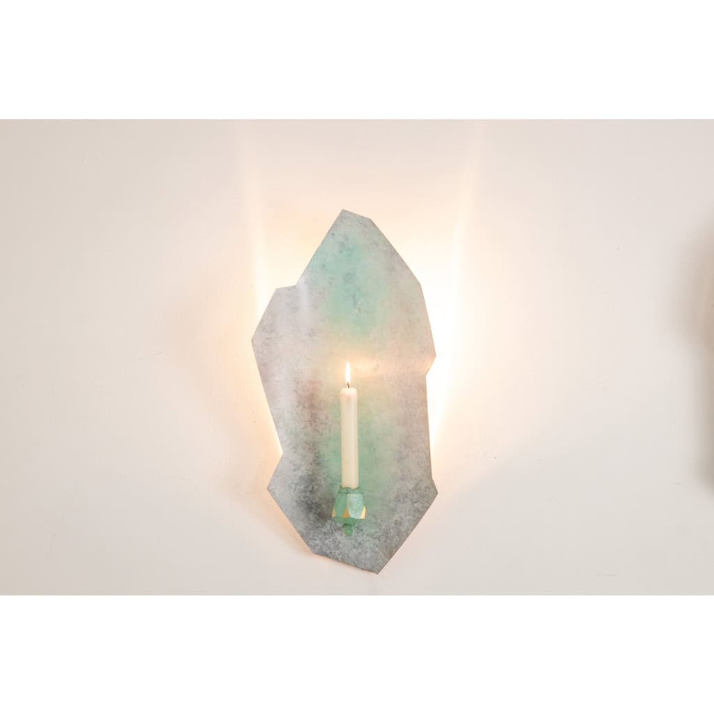 Paire de bougeoirs muraux laiton et bronze. Travail contemporain d’artiste. LS65321667 4