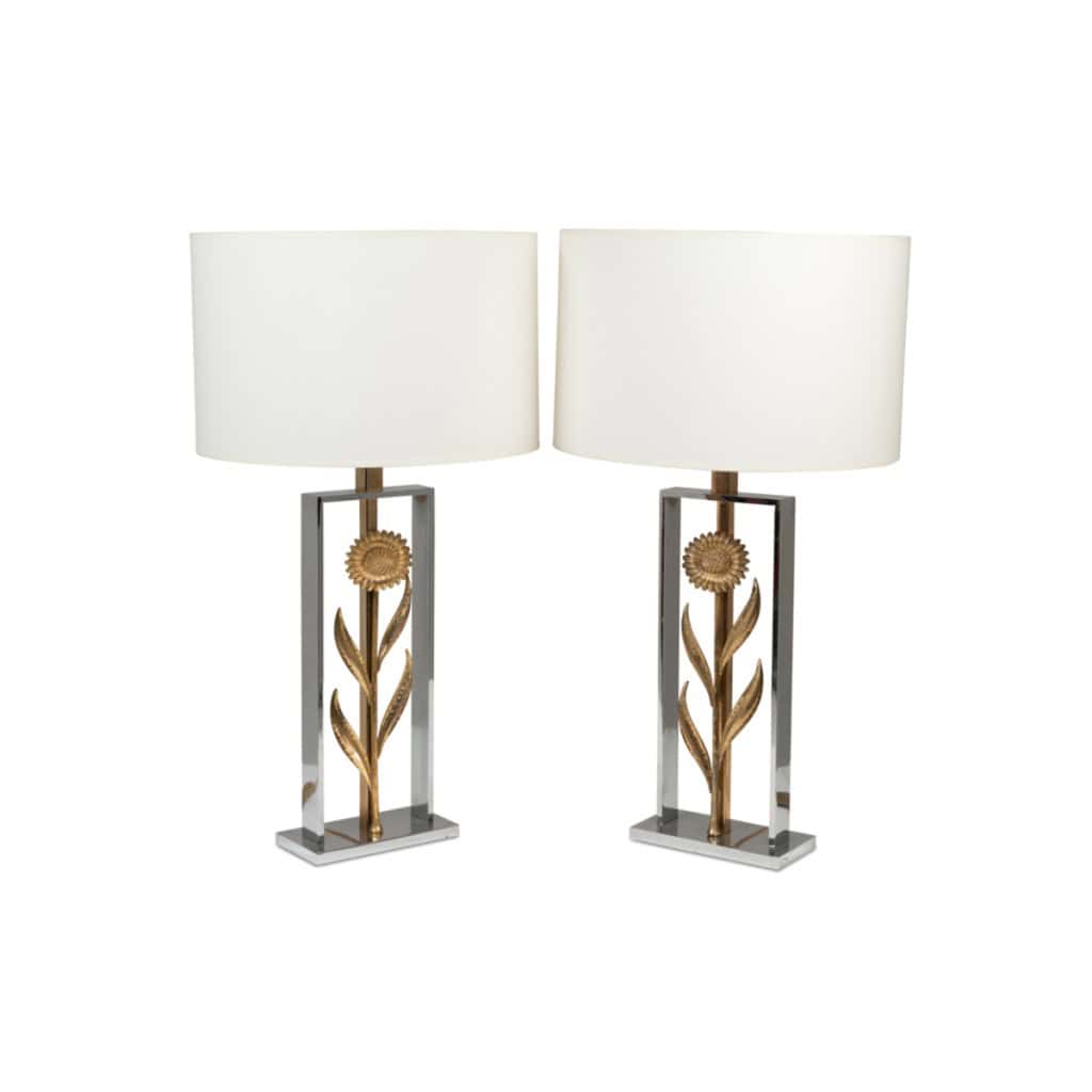 Maison Charles, attribué à. Paire de lampes tournesol. Années 1970 LS6374970 3
