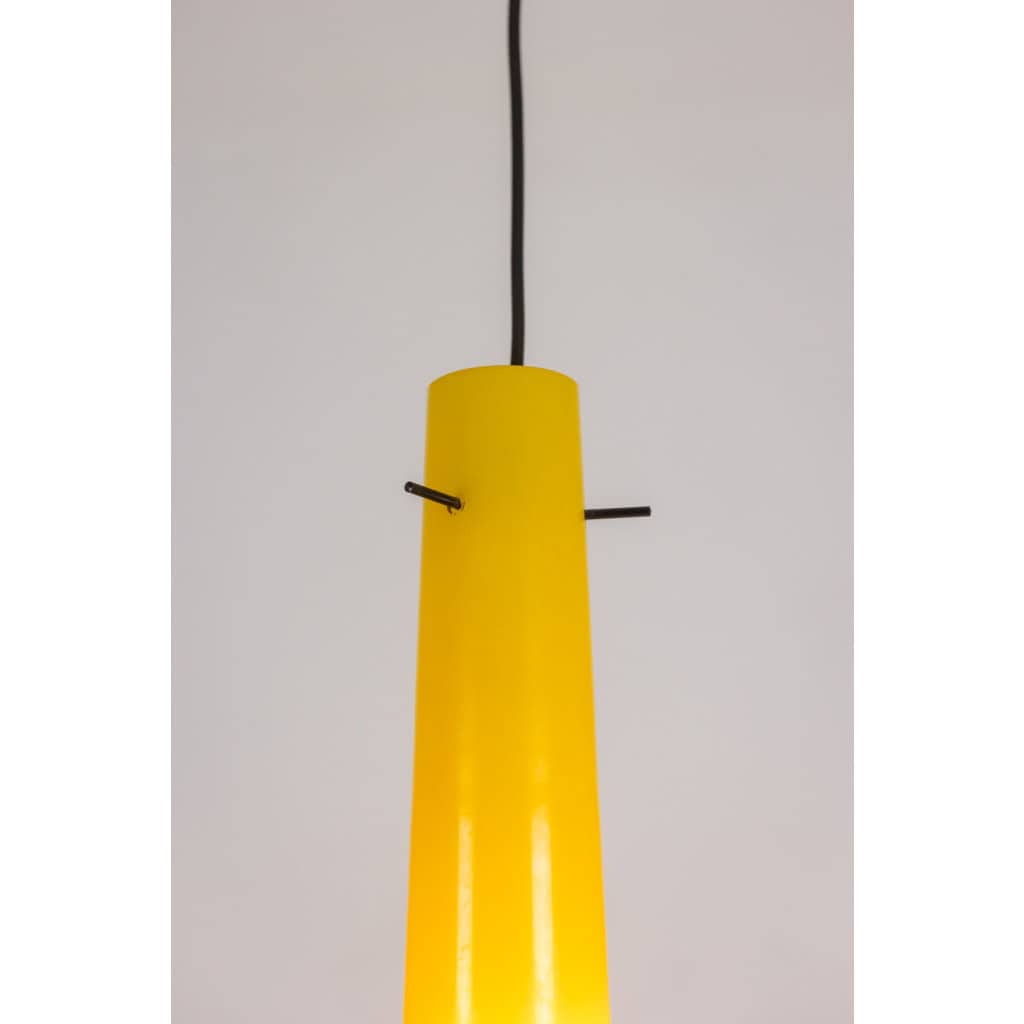 Paire de suspensions en verre bicolore jaune et blanc. Années 1960 LS6481409P 5