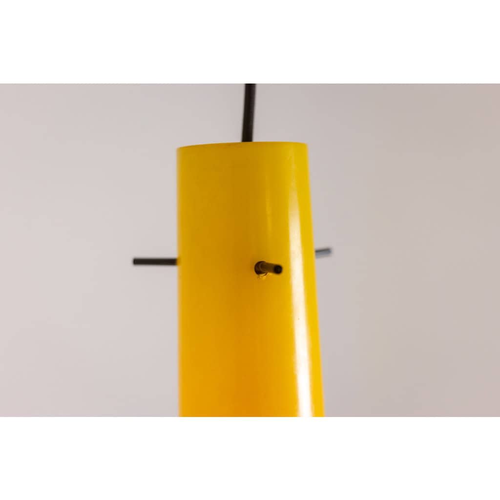 Paire de suspensions en verre bicolore jaune et blanc. Années 1960 LS6481409P 4