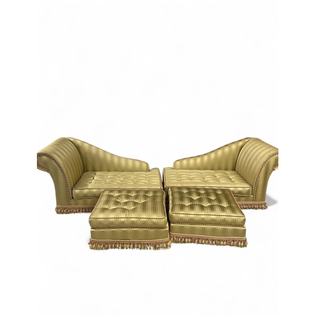 Paire de Méridiennes et Reposes Pied style Napoléon III, France,, 20ème 3